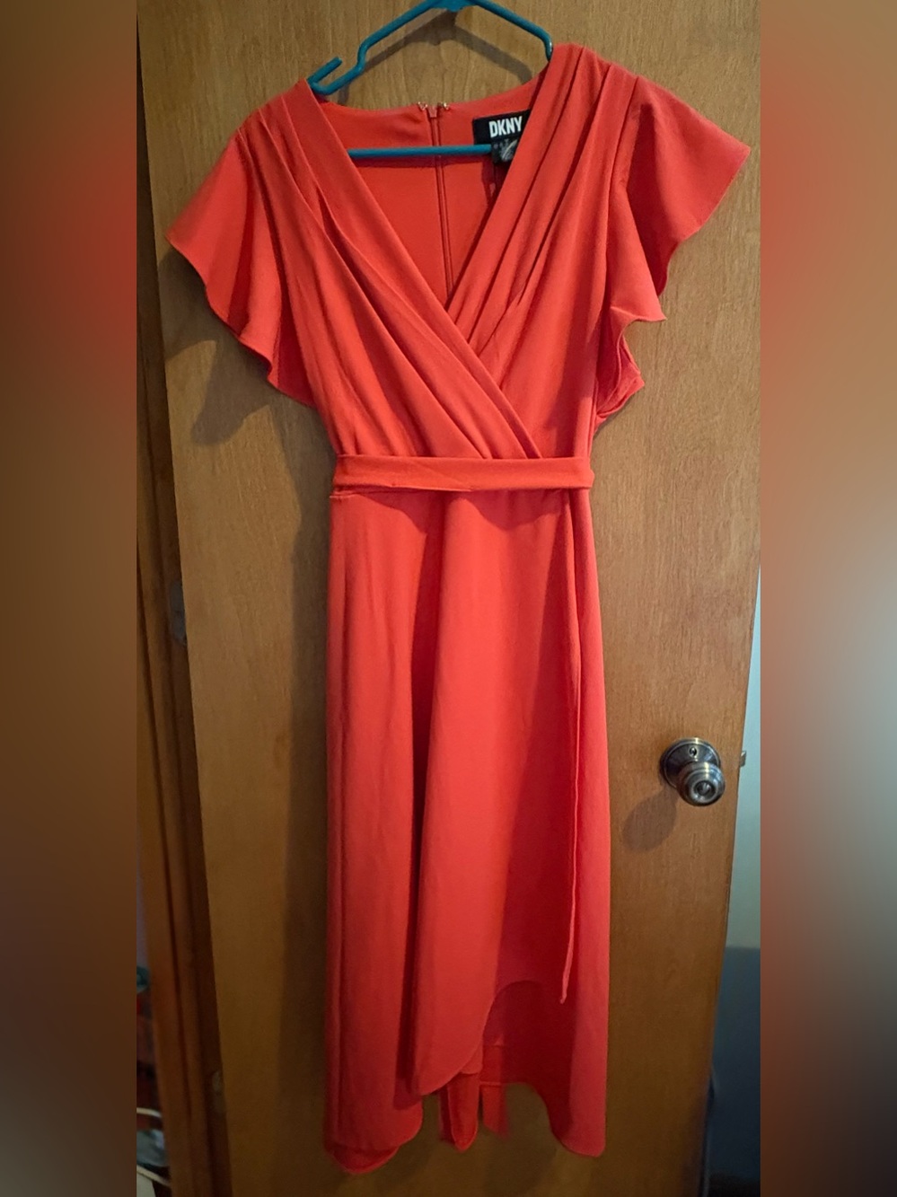 Women's Coral Wrap Dress with Belt NWT - Picture 1 of 3